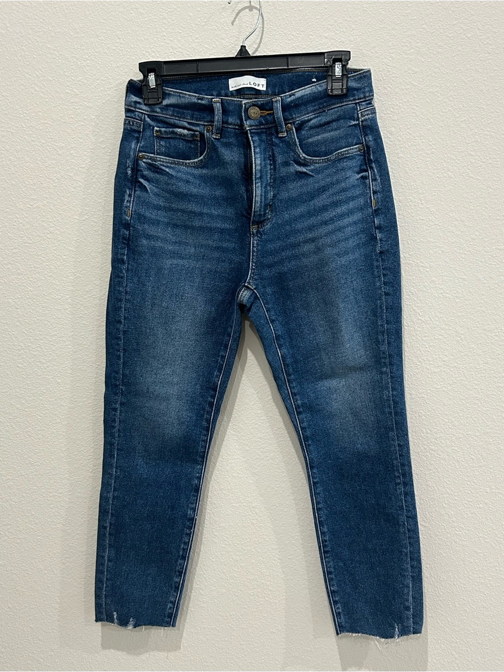 LOFT Dark Indigo high waisted Cropped Skinny Jeans